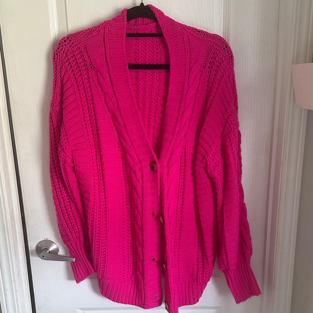 Women's Pink Cable Knit Sweater